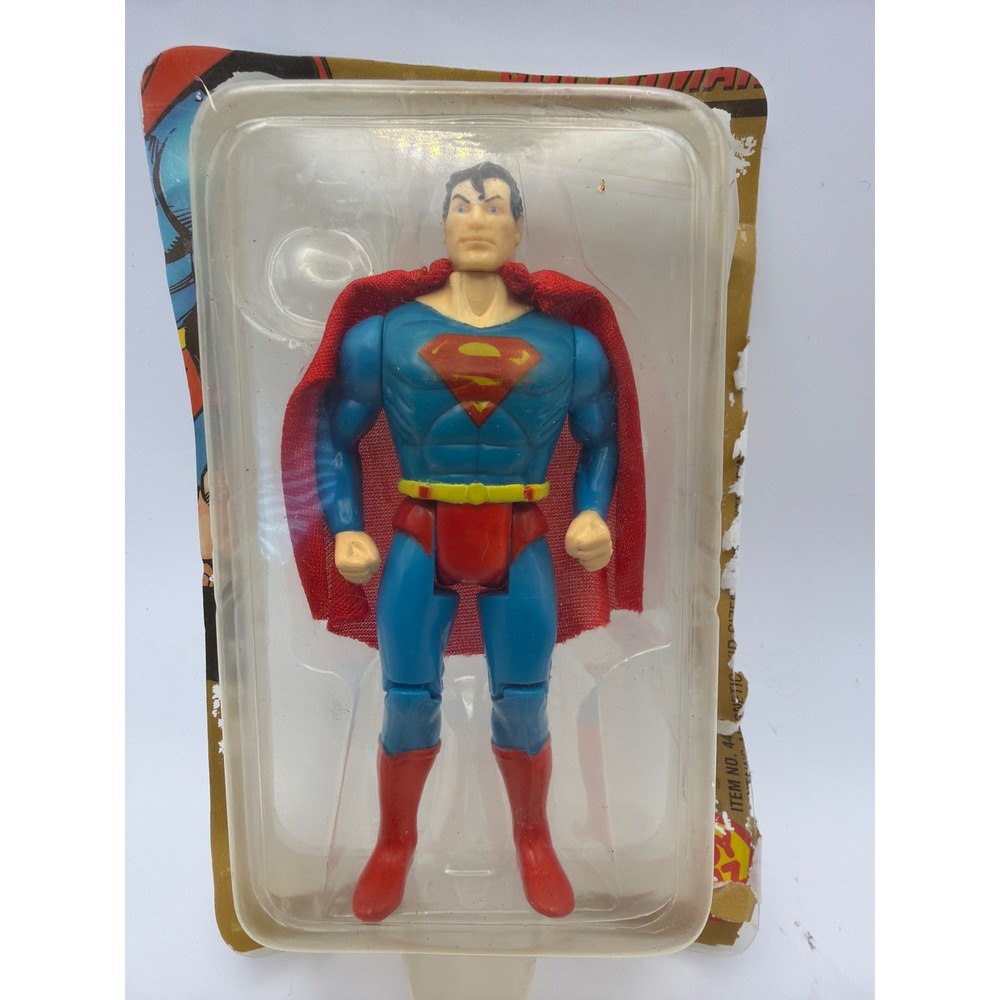 Vintage 1989 DC Comics Superman Action Figure with Fabric Cape Retro Toy